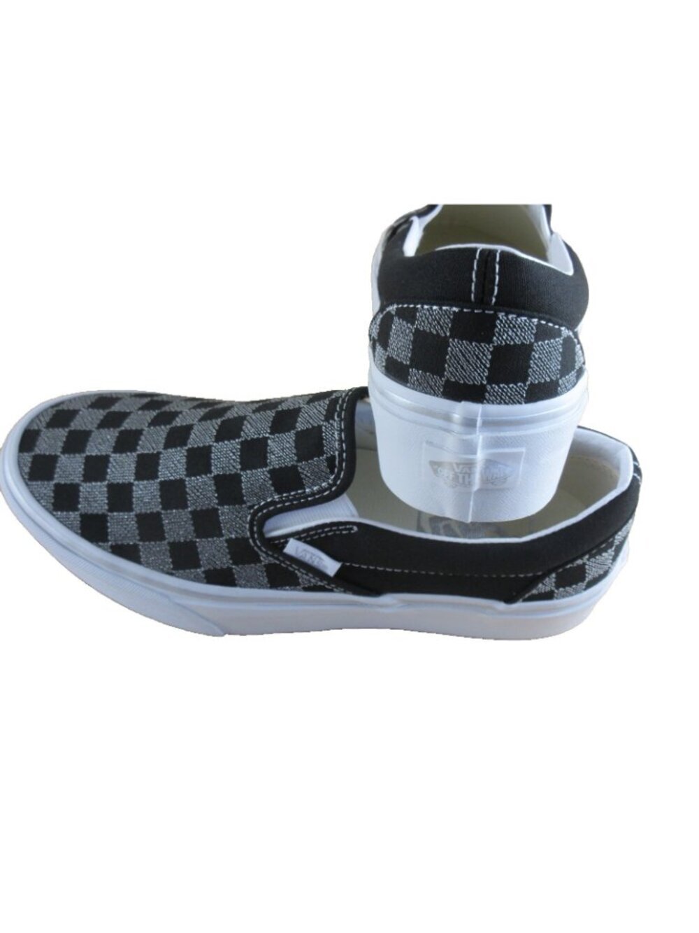 Vans Women's Classic Slip On Platform Metallic Checkerboard Black Shoes Sizes - Picture 6 of 7